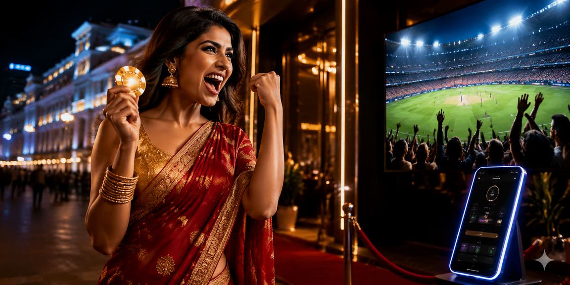 Excited cricket fans cheering at stadium